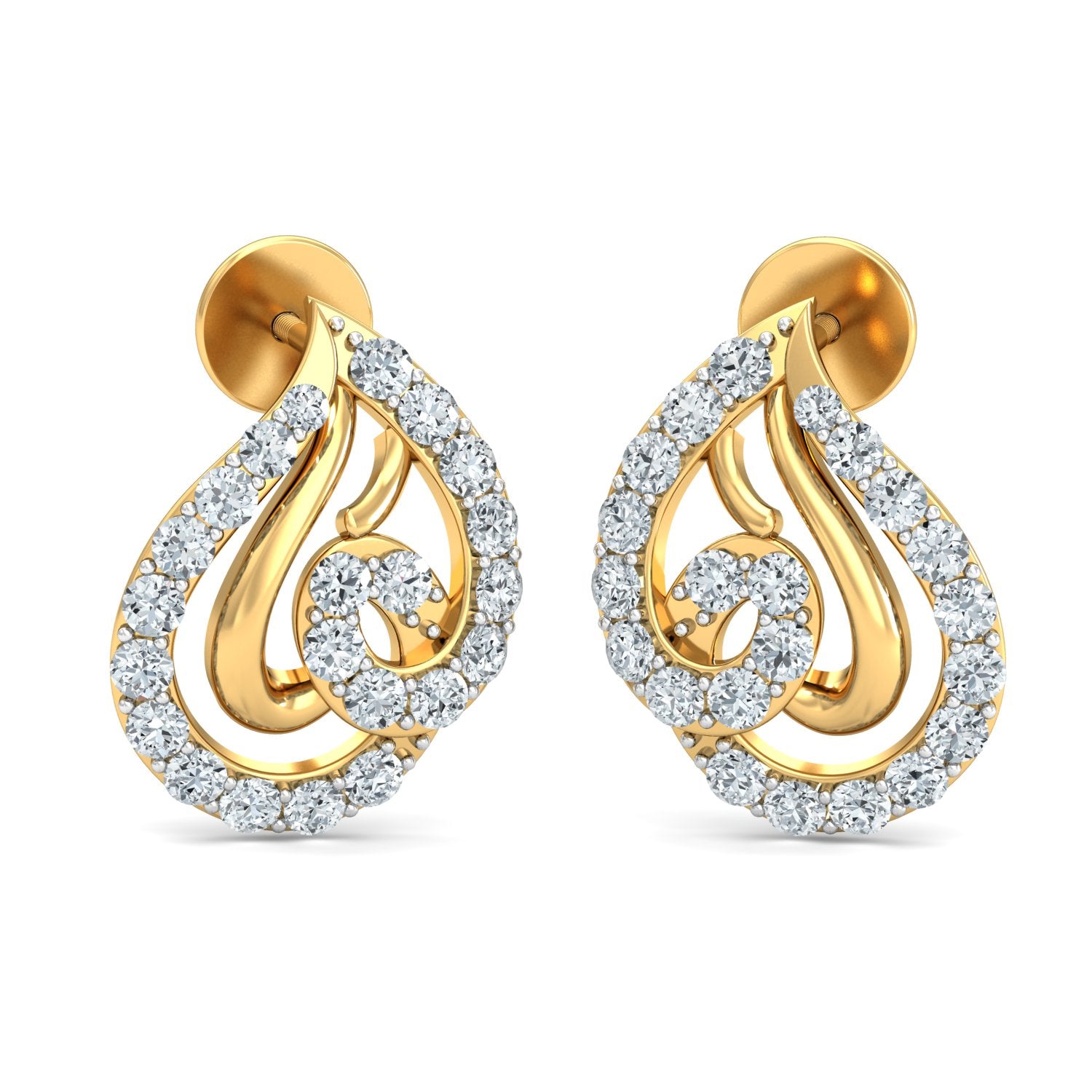 Nidal Jewels | Dazzling Dewdrop Gold & Diamond Studs - Nidal Jewels